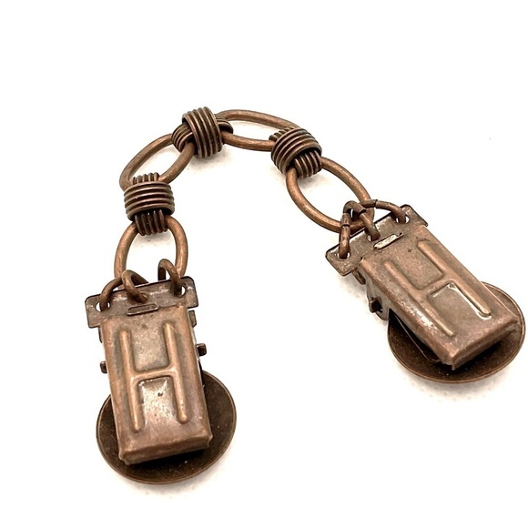 Bronze Chain Cardigan Sweater Clip Vintage - Picture 3 of 3